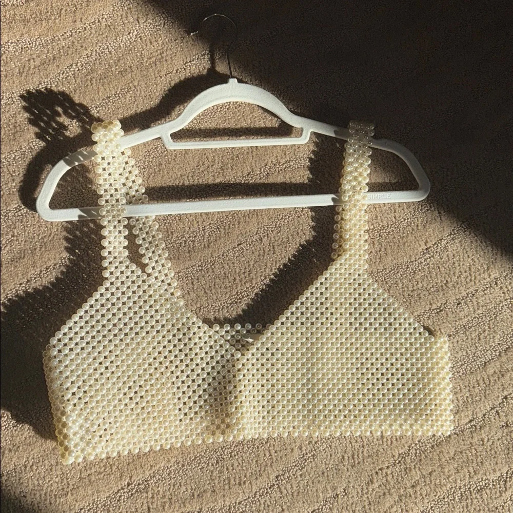 MANGO Beaded Faux Pearl Top - Picture 6 of 17